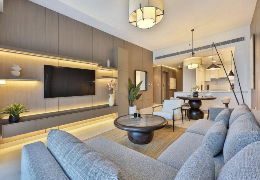 Warm wall cladding and integrated TV design